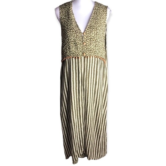 Chaus Sport Vintage Geometric Print Beaded Bohemian 2-Piece Tunic & Skirt Set - Picture 1 of 10